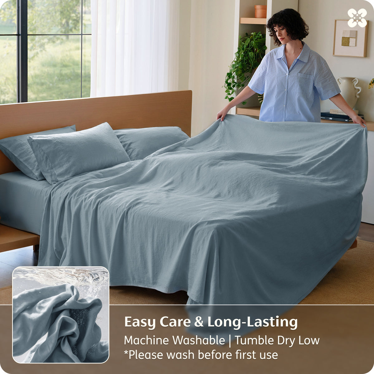 6-Piece Washed Cotton Sheet Set