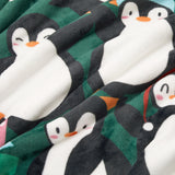 Bedsure Christmas Penguin Green Sherpa Throw Blanket