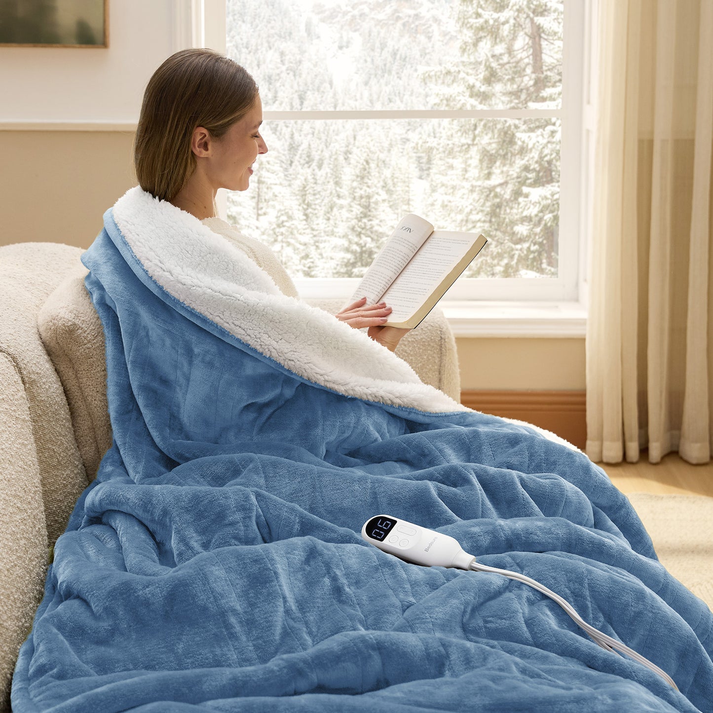 Solid Flannel Heated Blanket