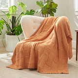 Air Yarn Knit Throw Blanket