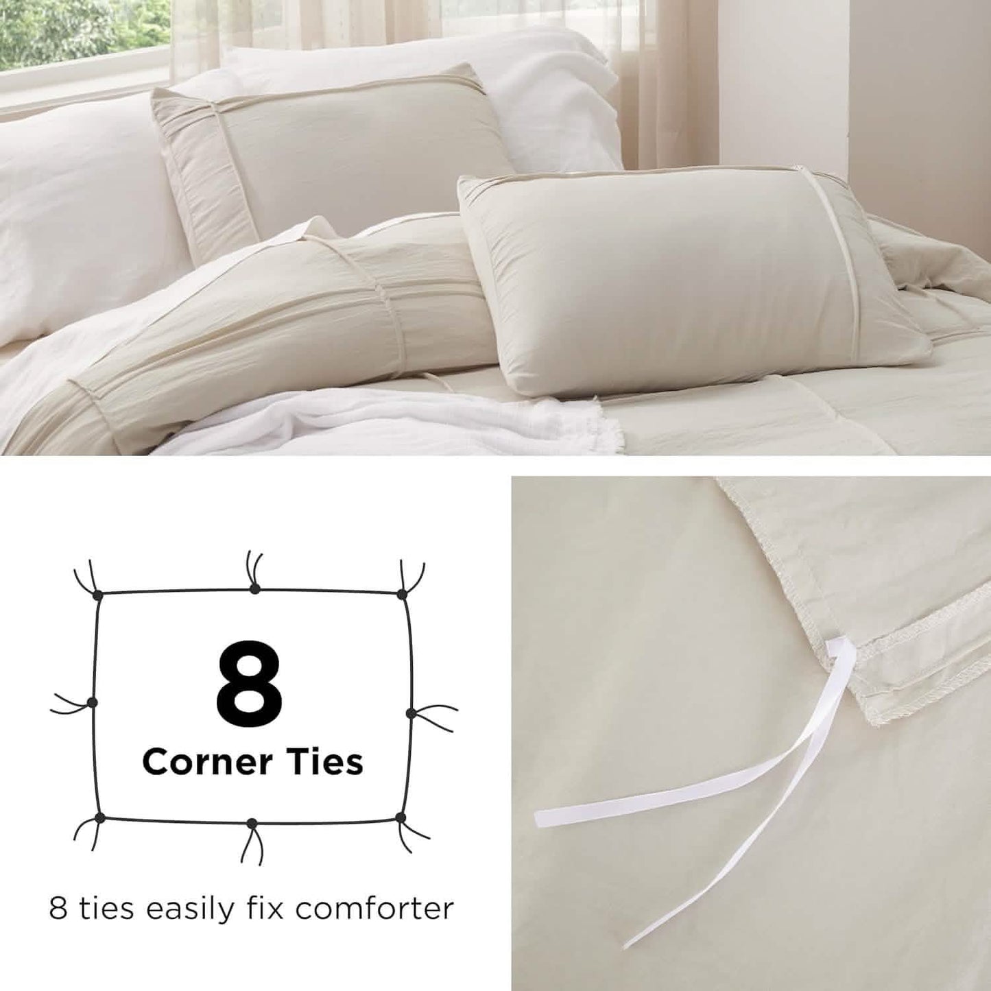 Striped Tufted Embroidery Duvet Cover Set