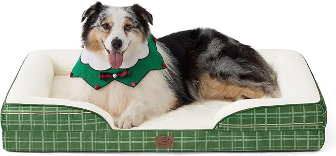 Bedsure Orthopedic Dog Sofa Holly Plaid