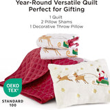 Bedsure Christmas Modern Patchwork Quilt Set Deer