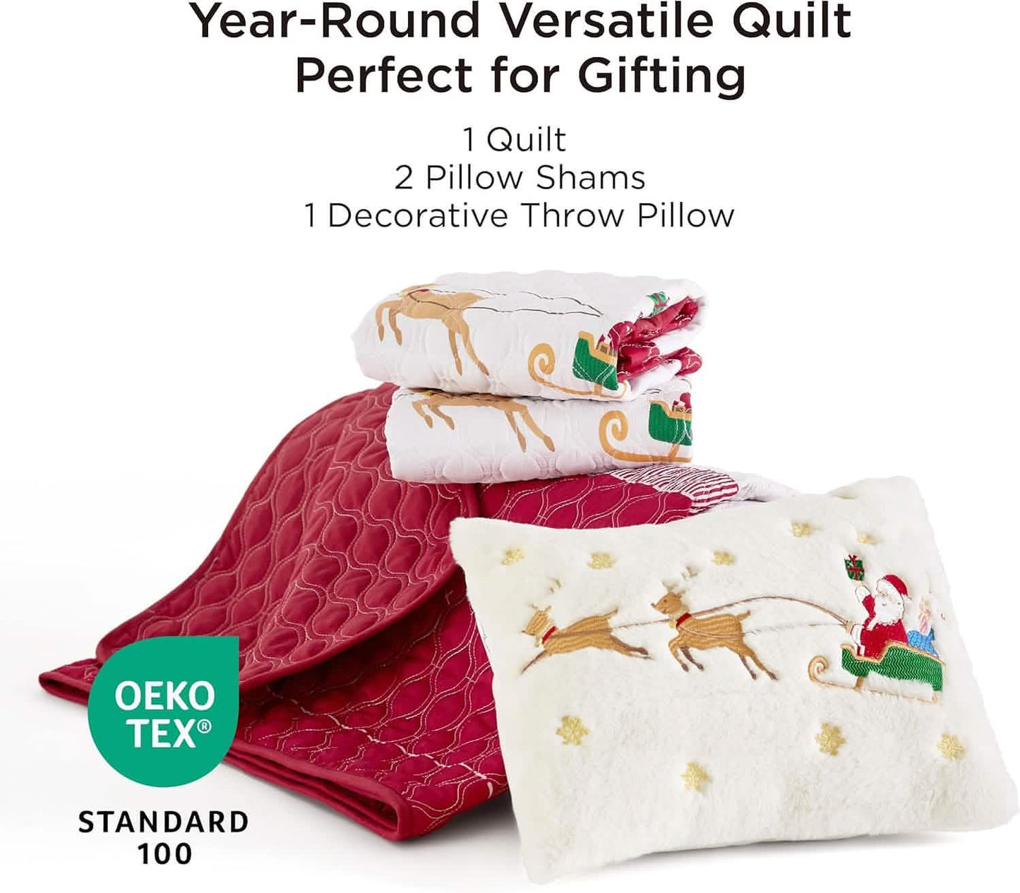 Christmas Modern Patchwork Quilt Set Deer