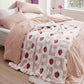 Printed Throw Sherpa Blanket Strawberry Checkboard