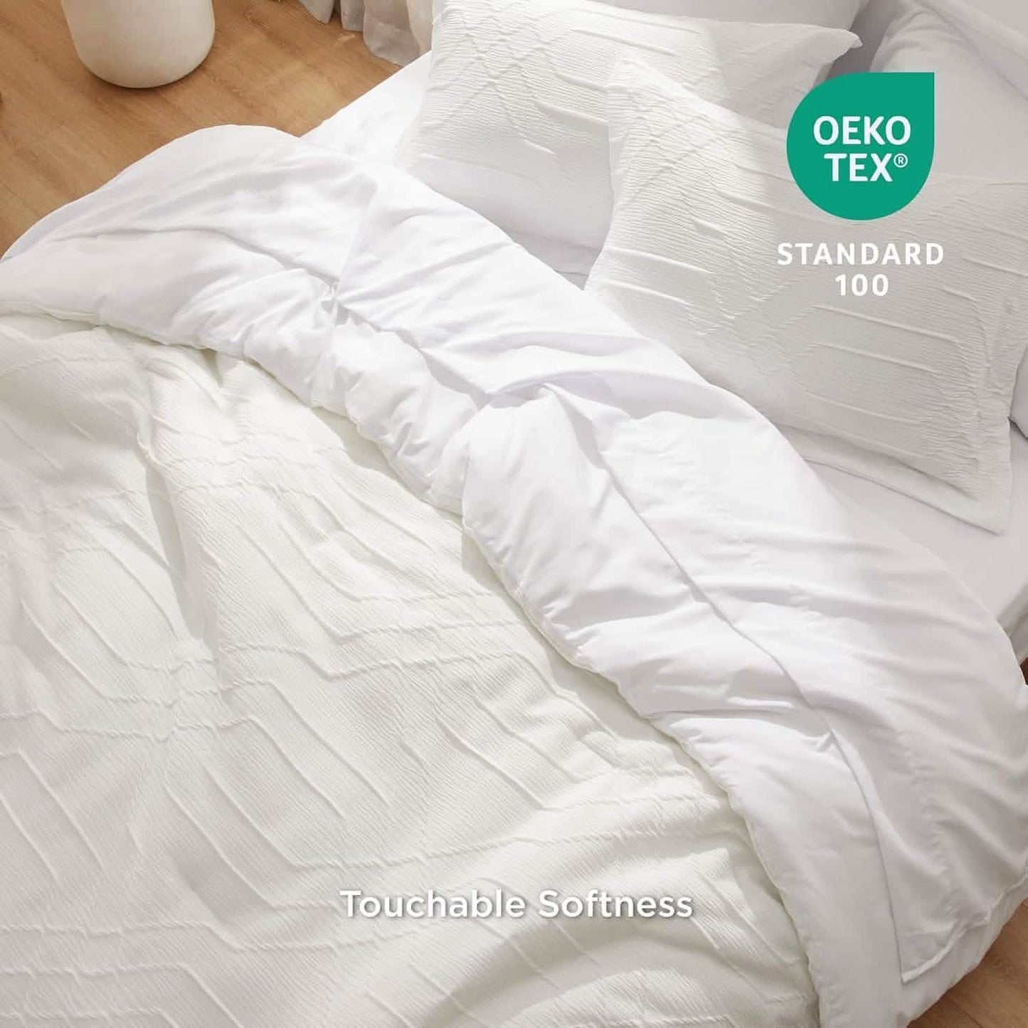 White Queen Comforter Set - 7 Pieces Bed