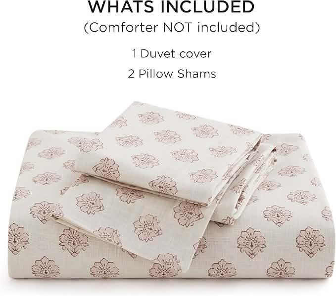 100% Cotton Floral Slub Print Duvet Cover Set