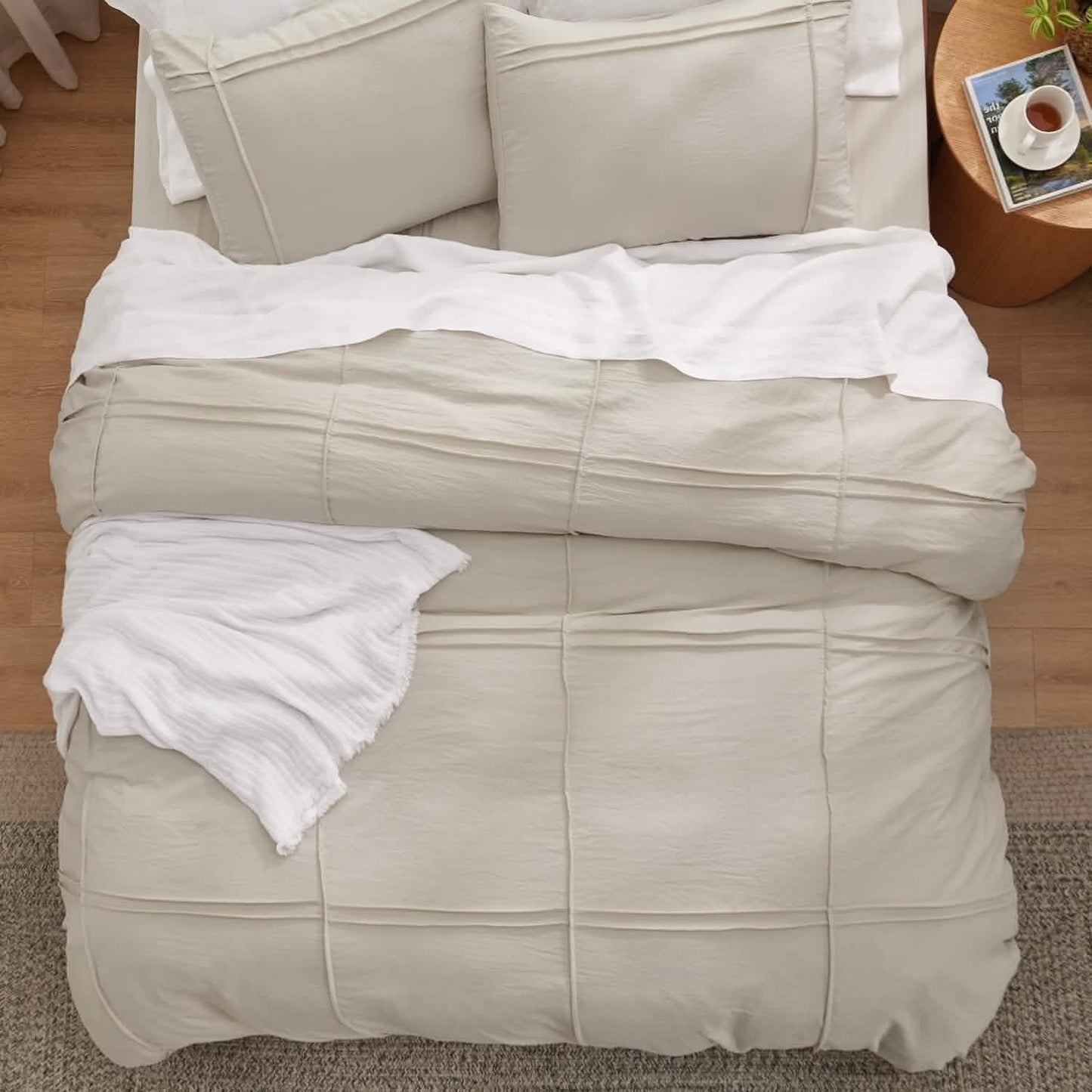 Striped Tufted Embroidery Duvet Cover Set