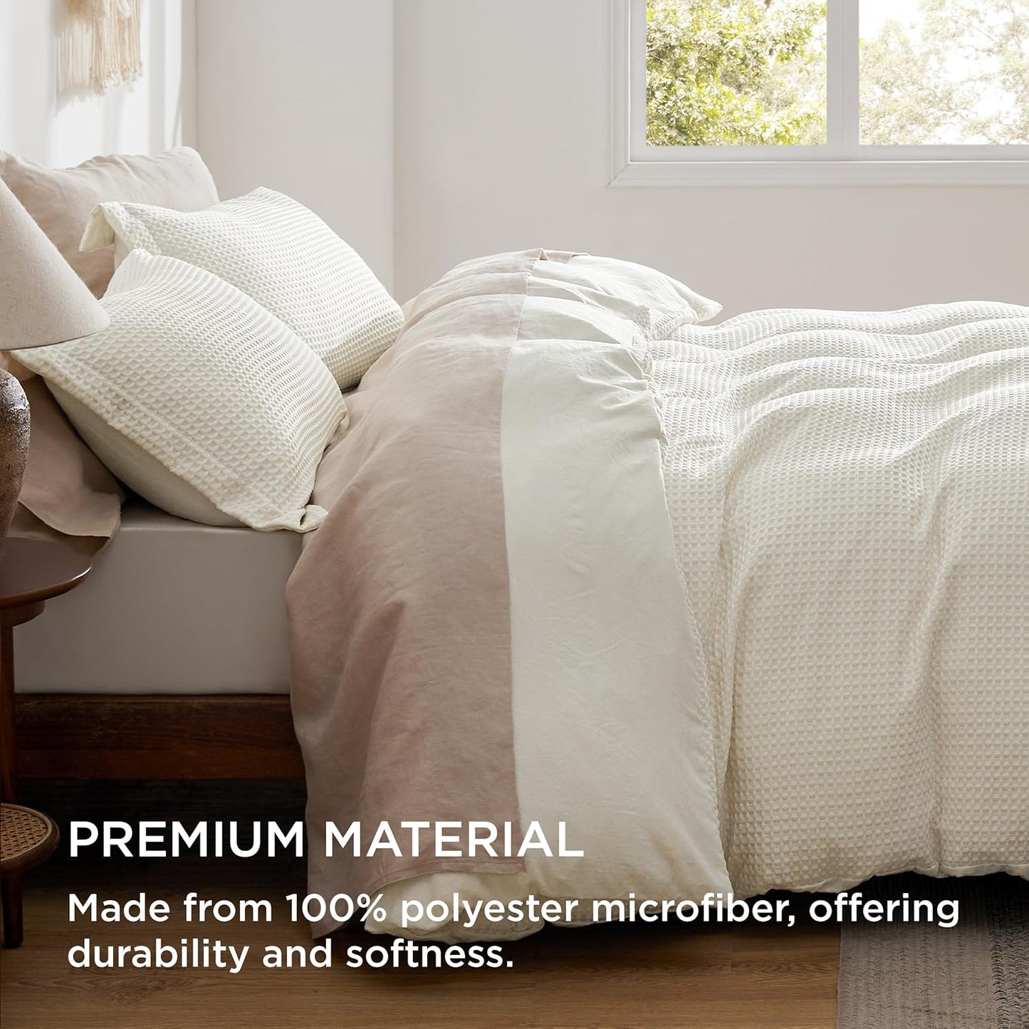 Polyester Microfiber Waffle Duvet Weave Duvet Cover Set