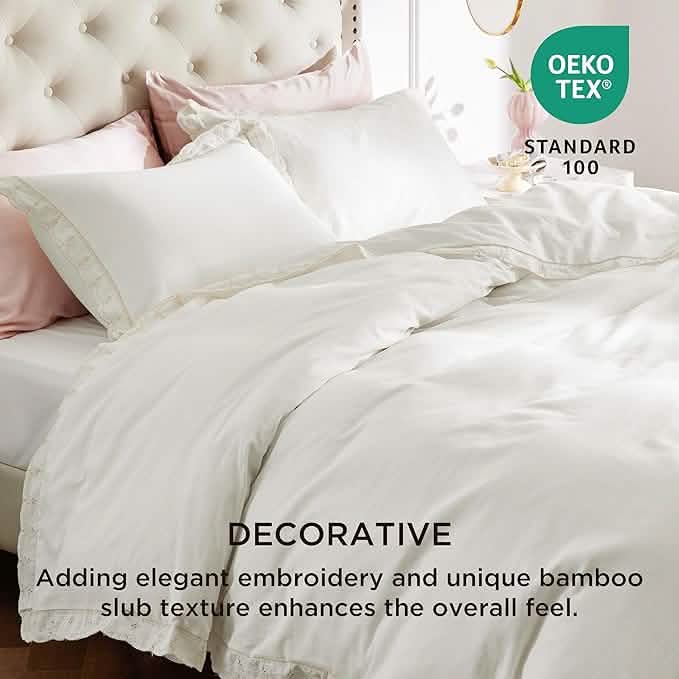 100% Cotton Stripe Slub Print Duvet Cover Set