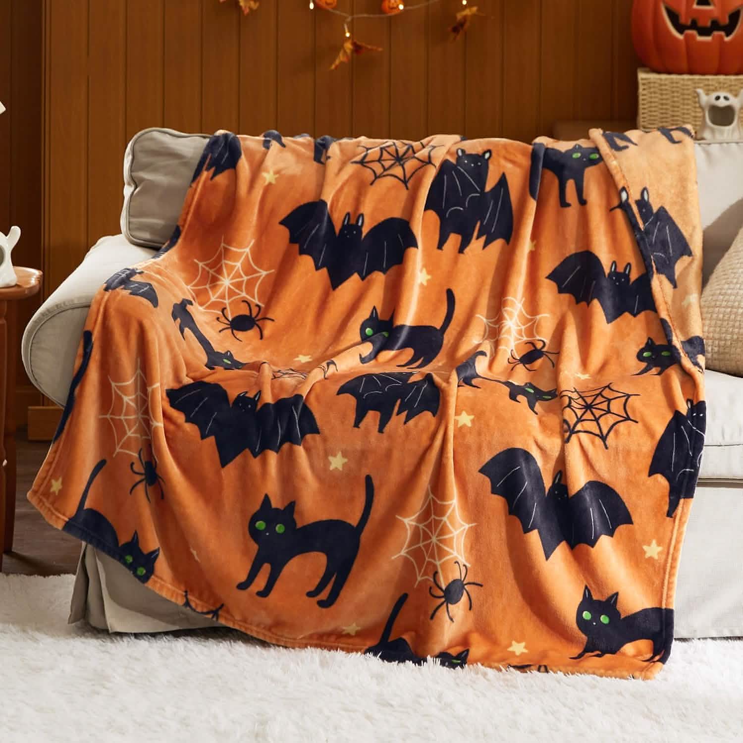 Halloween Blanket Black Orange