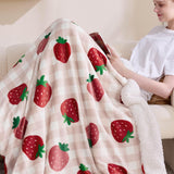 Bedsure Printed Throw Sherpa Blanket strawberry