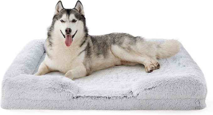 Orthopedic Long Faux Fur Flannel Dog Sofa