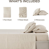 Bedsure Breathable Cotton Linen Bed Sheet Set