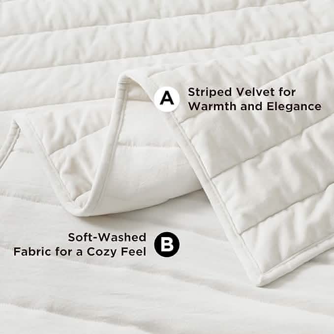 Grace Striped Velvet Quilt Set