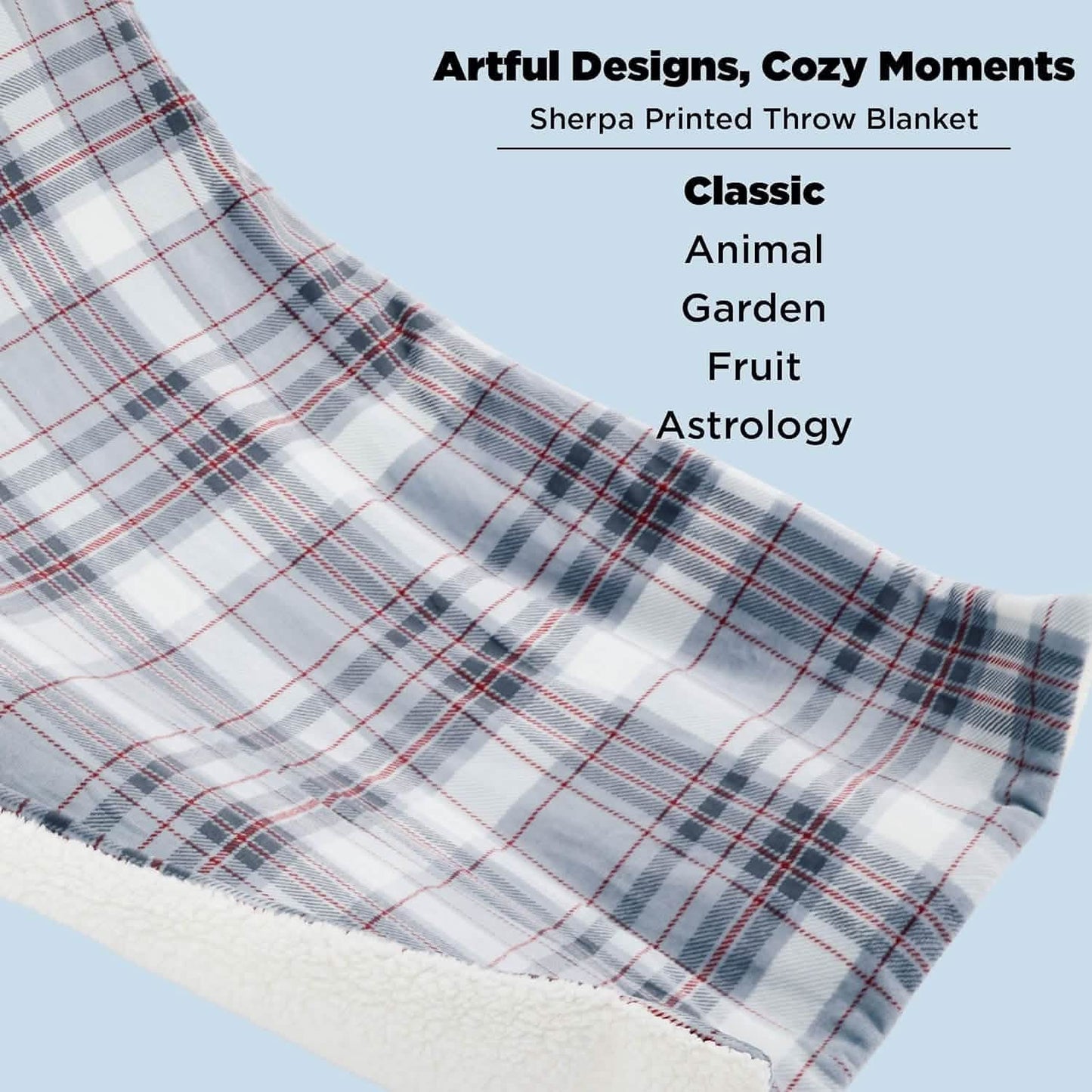 GentleSoft™ Printed Throw Sherpa Blanket Grey