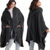 Bedsure Short Shaggy Shepa Hooded Wearable Blanket With Pockets