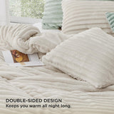 Bedsure Striped Flannel Comforter Set