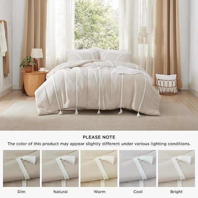 Rainbow Stripe Comforter Set Beige