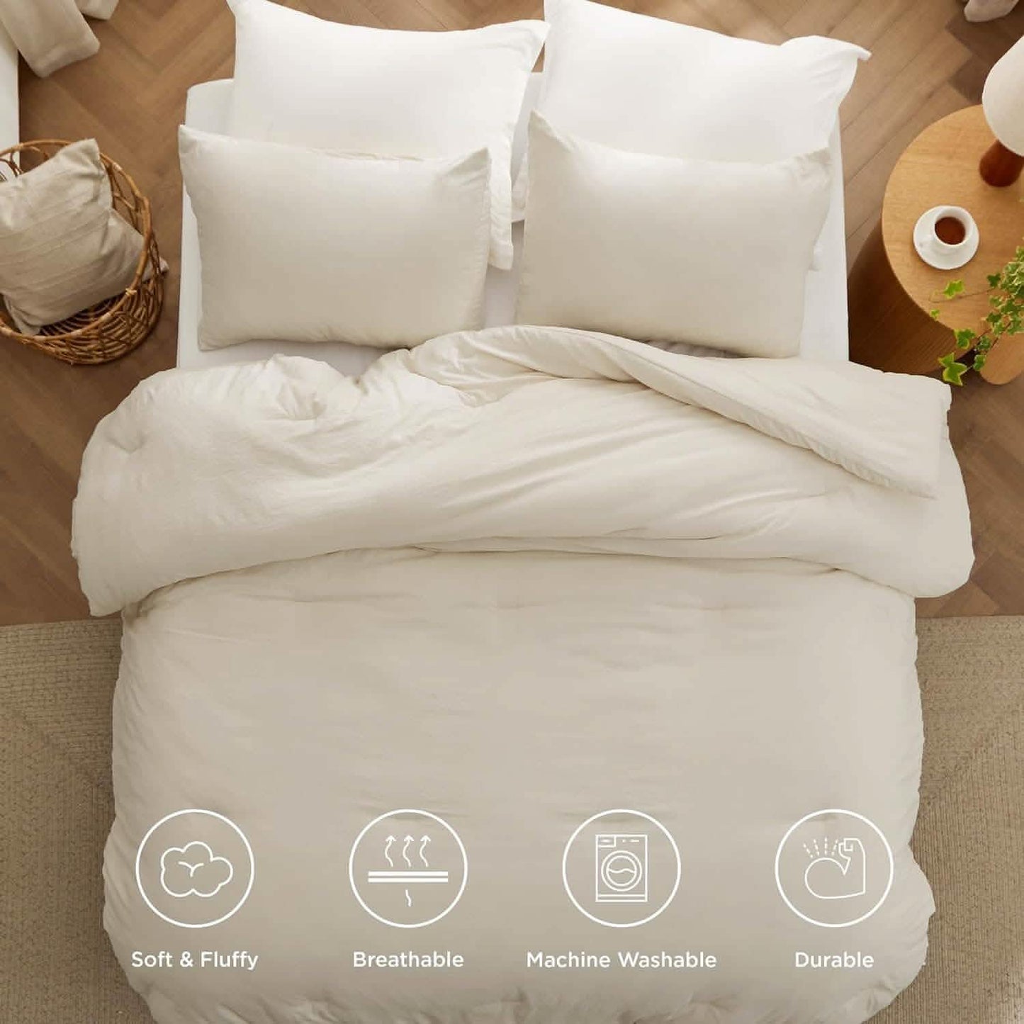 Prewashed Plain Comforter Set
