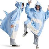 Wearable Shaggy Sherpa Shark Blanket Hoodie