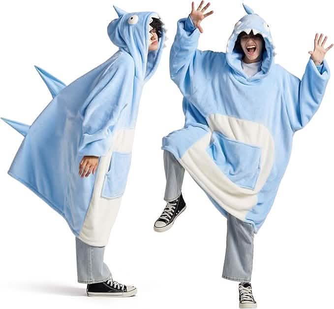 GentleSoft™ Wearable Shaggy Sherpa Shark Blanket Hoodie