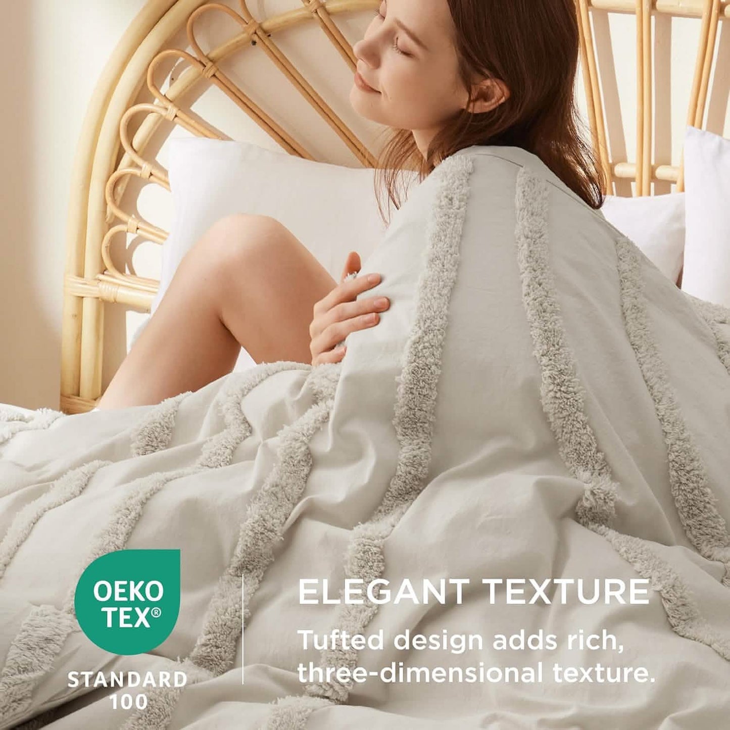 GentleSoft™ 100% Cotton Tufted Duvet Cover Set