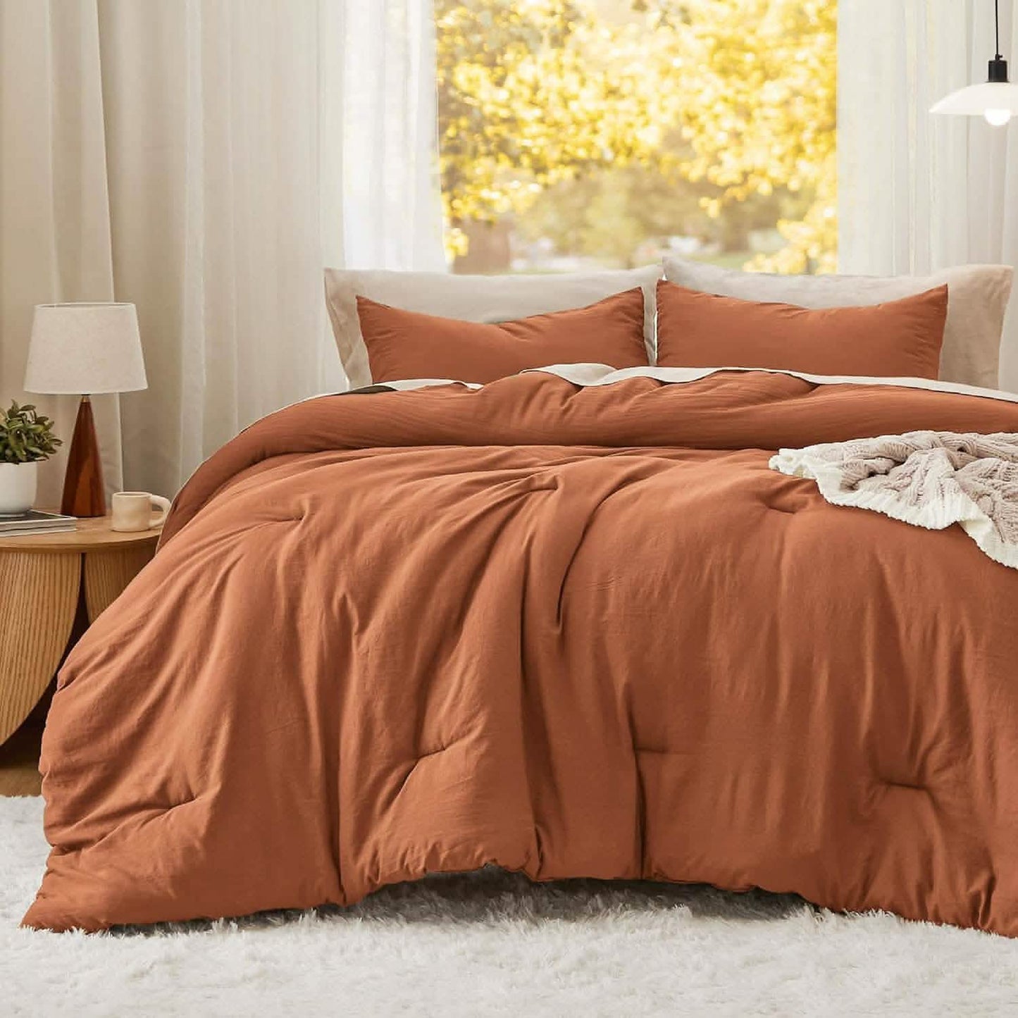 Prewashed Plain Comforter Set