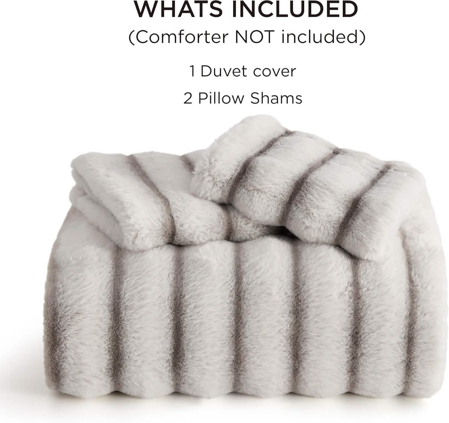 Carved Faux Rabbit Fur Duvet Cover Set Khaki