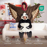 Wearable Shaggy Sherpa Panda Blanket Hoodie