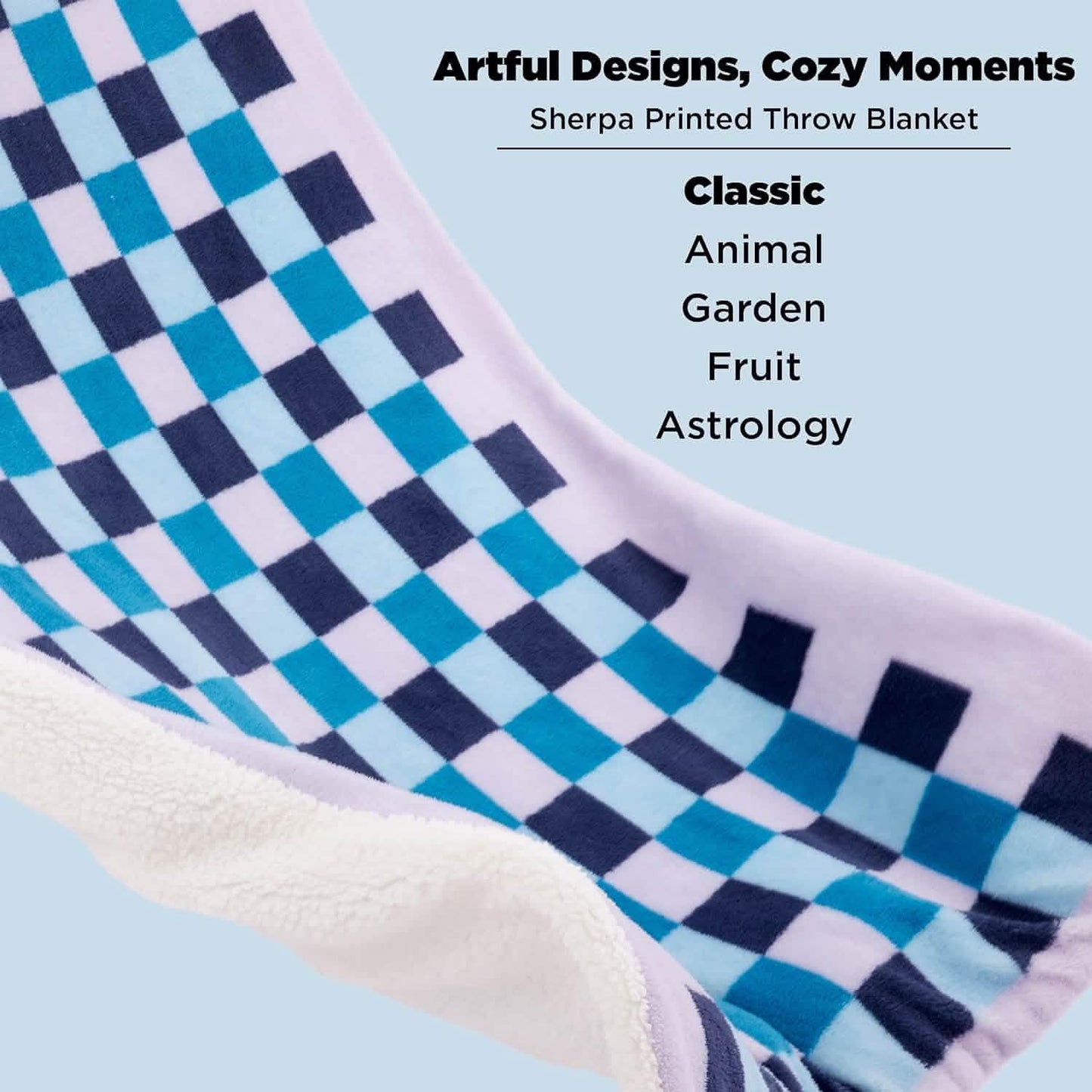 Printed Throw Sherpa Blanket lavender