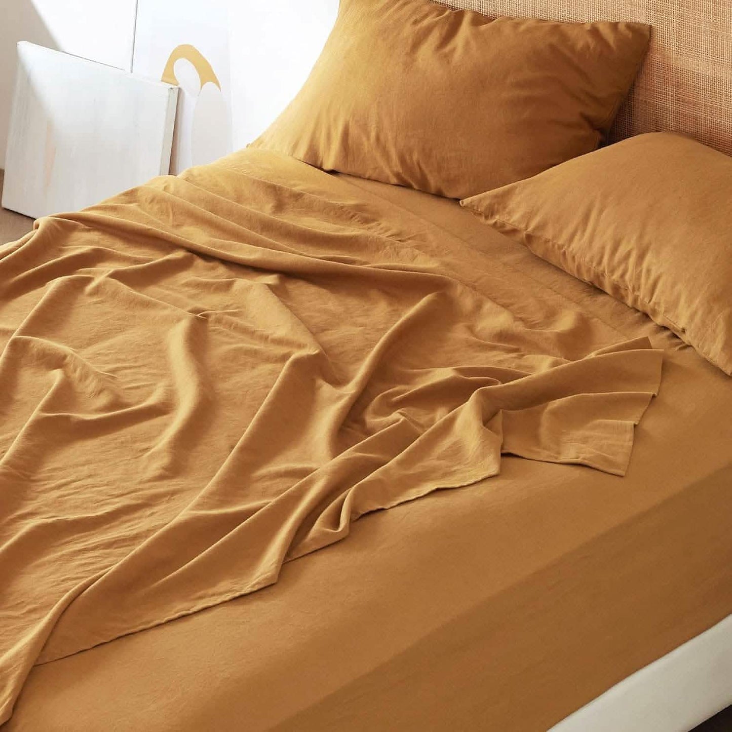 Breathable Cotton Linen Bed Sheet Set