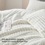 Bedsure Striped Flannel Comforter Set