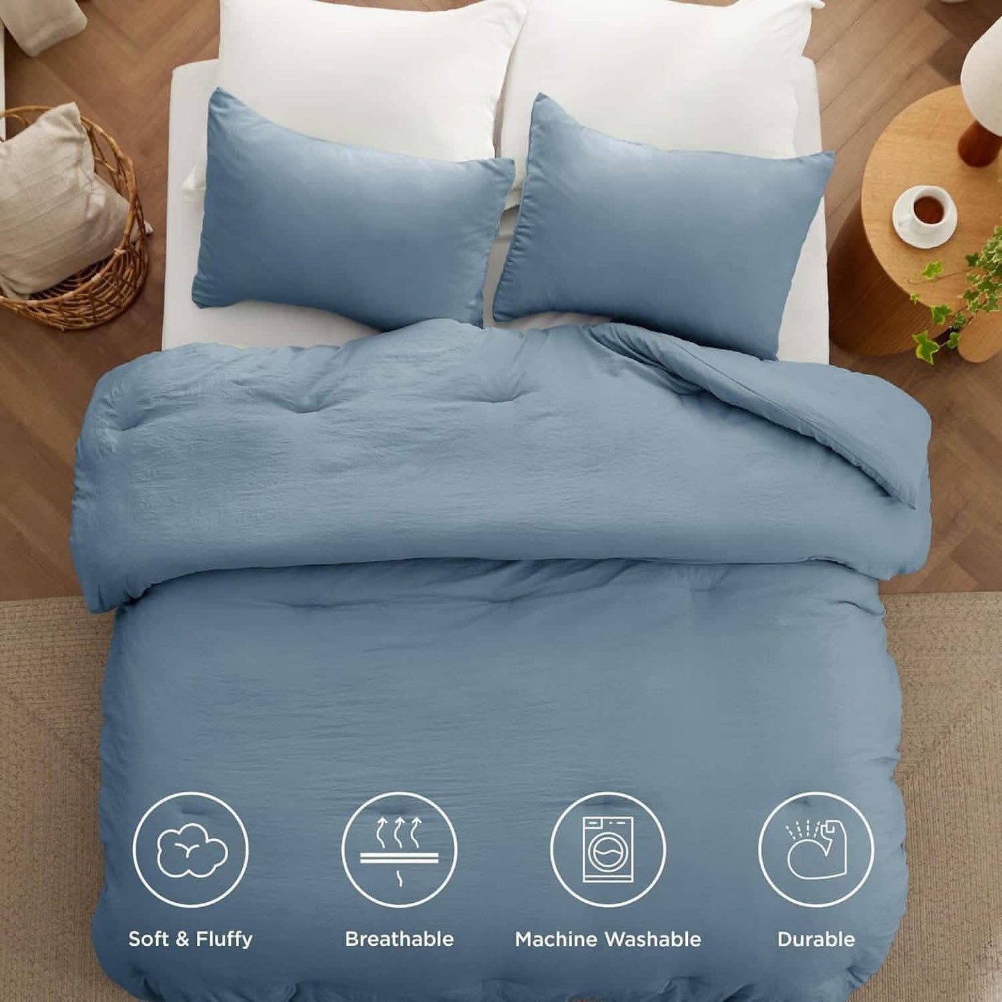 Prewashed Plain Comforter Set