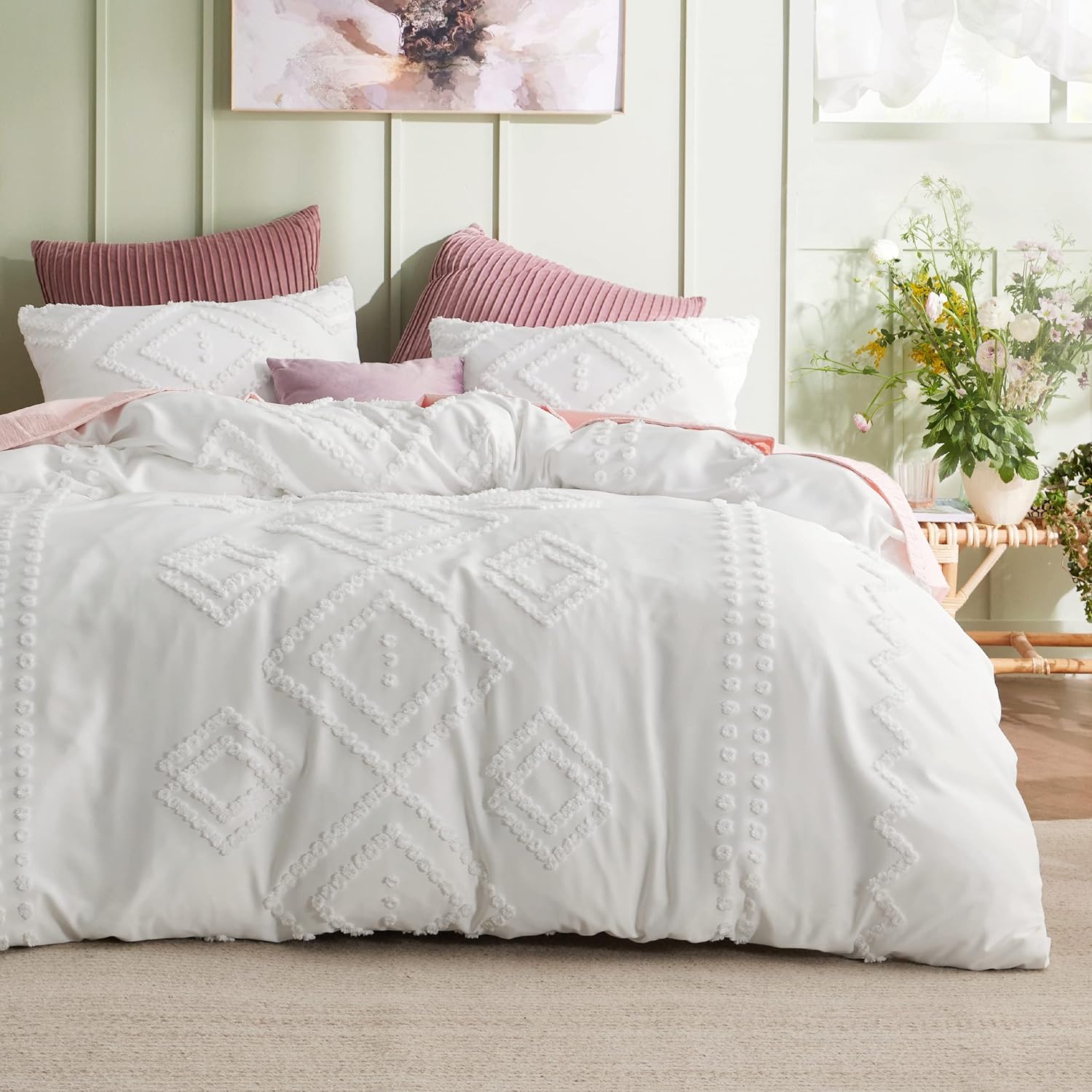 Tufted Embroidery Duvet Cover Set