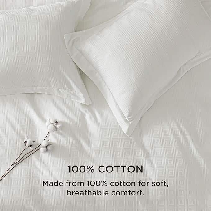 100% Cotton Greek Key Jacquard Duvet Cover Set