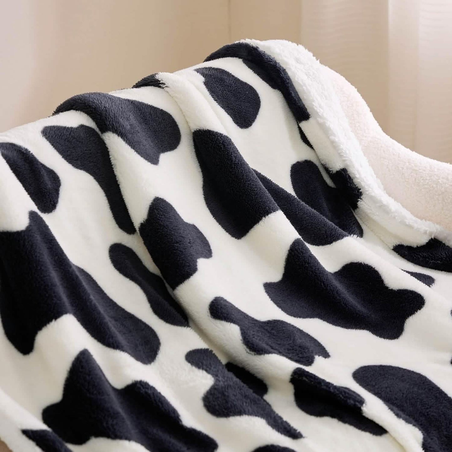 Printed Throw Sherpa Blanket Print-cow