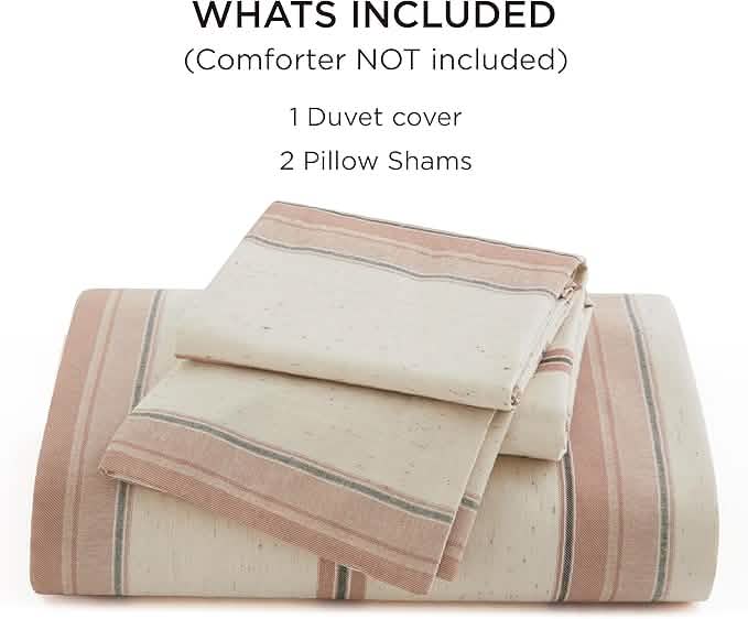 100% Cotton Stripe Textured Jacquard Duvet Cover Set