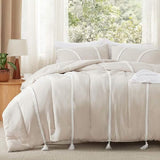 Bedsure Rainbow Stripe Comforter Set Beige