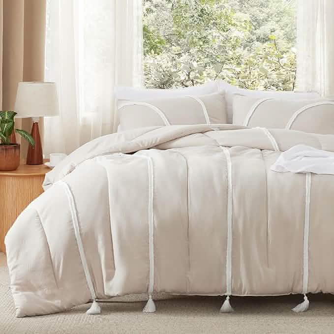 Rainbow Stripe Comforter Set Beige