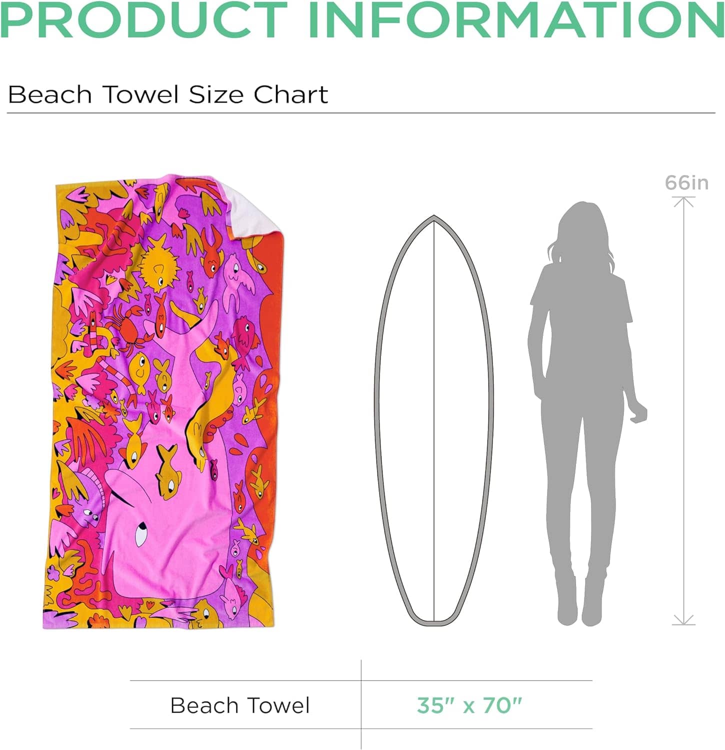 U by Bedsure 100% Cotton -  Underwater World Oversized Beach Towel