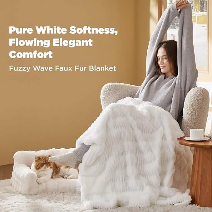 Fuzzy Wave Faux Fur Blanket