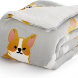 Bedsure Printed Throw Sherpa Blanket Print-corgi