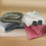 Quilted Sherpa Fleece Heated Blanket Grid