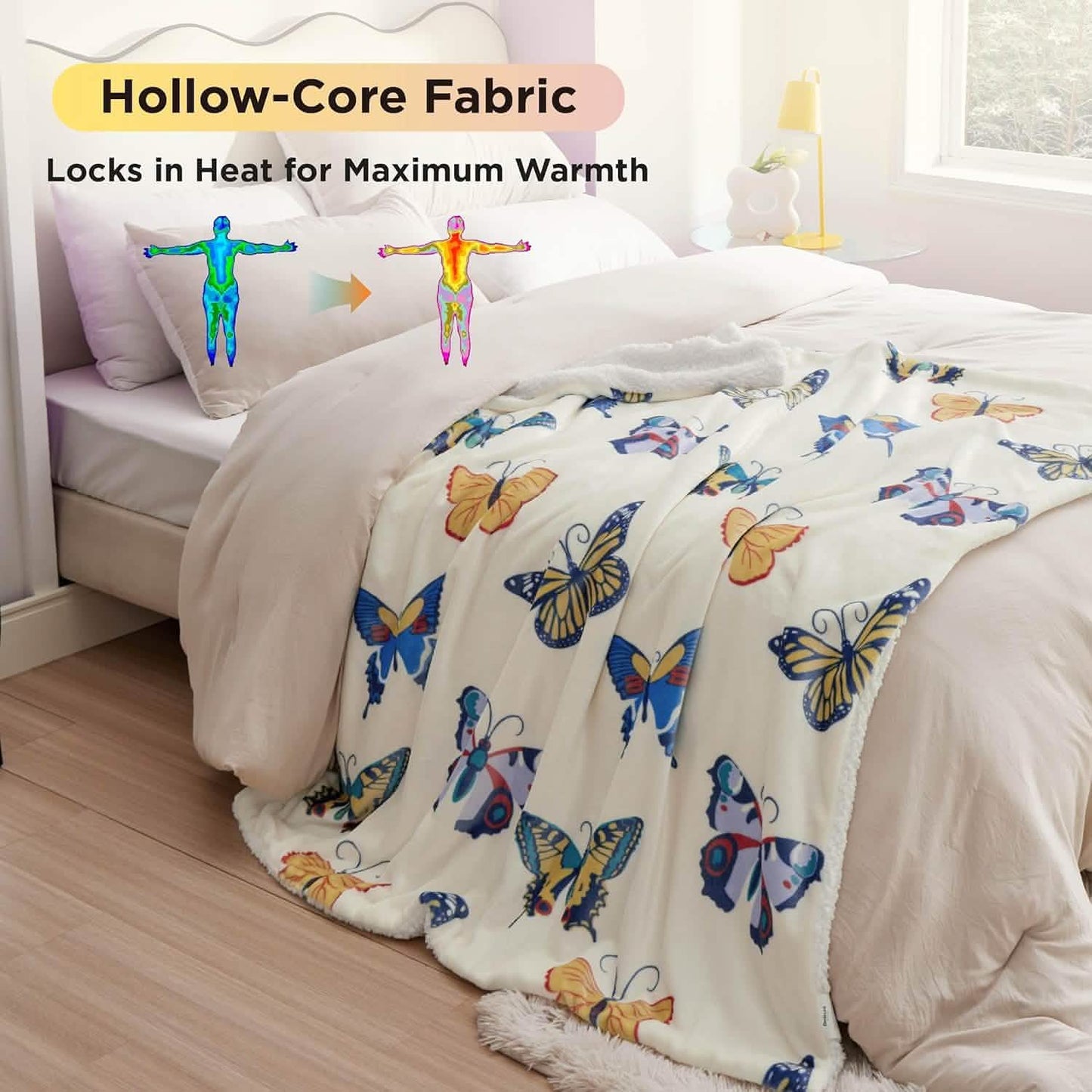 Printed Throw Sherpa Blanket Butterfly