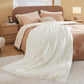 Fluffy Striped Faux Fur Blanket White