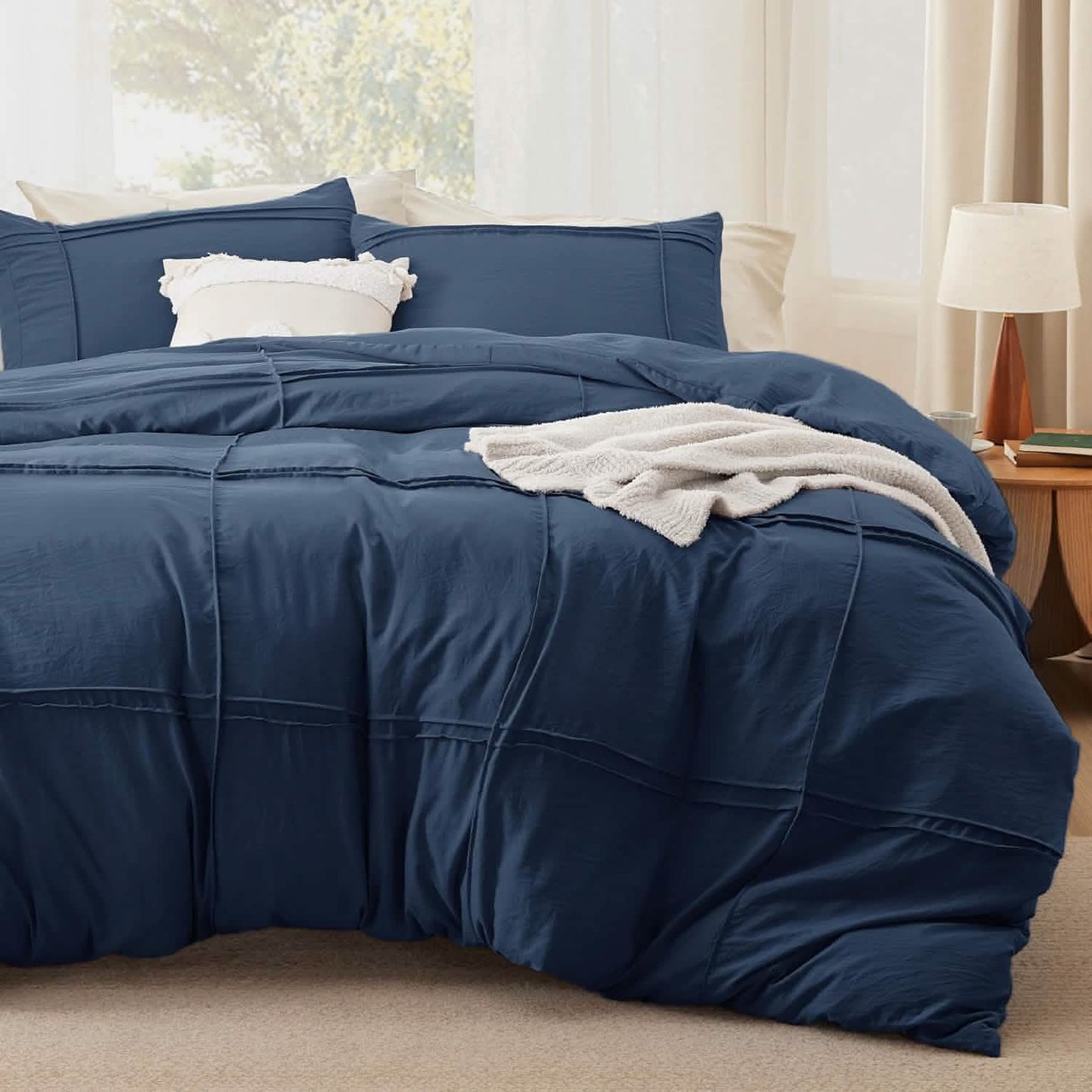 Striped Tufted Embroidery Duvet Cover Set