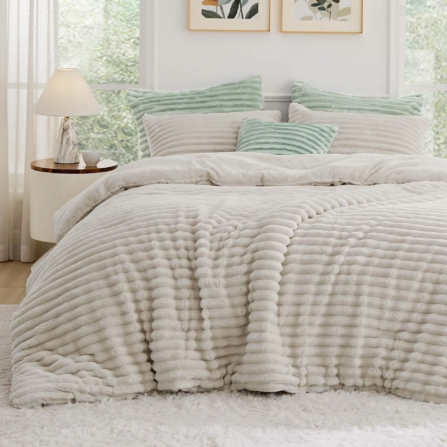 Striped Flannel Comforter Set