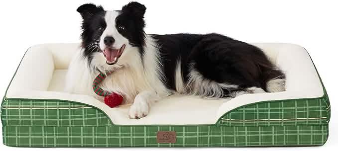 Bedsure Orthopedic Dog Sofa Holly Plaid