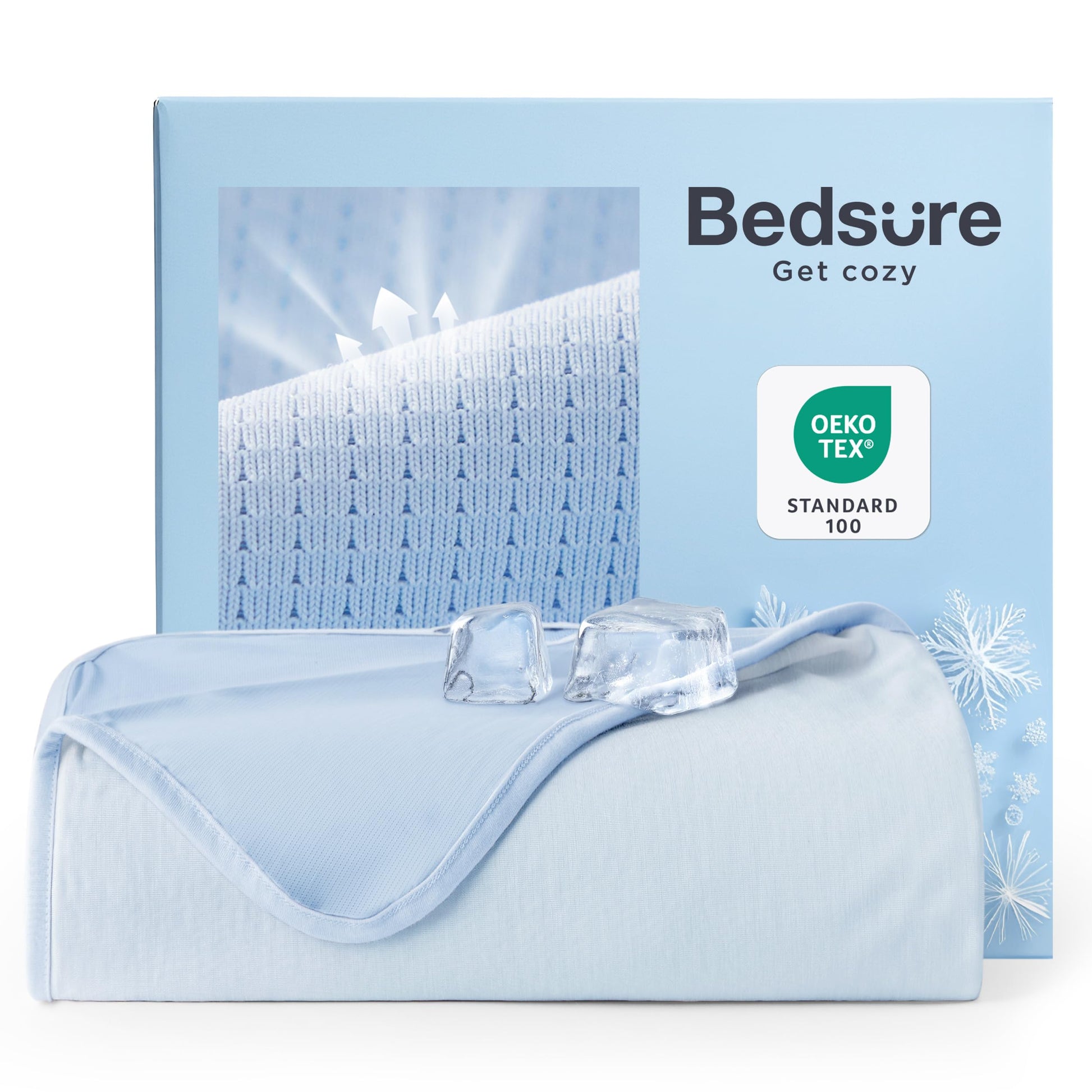 Bedsure Summer Cooling Blanket Queen Size for Hot Sleepers with Sports Mesh Design, Arc-Chill Q-Max 0.4 Lightweight Breathable Ice Cold Blanket for Night Sweats, 90 x 90 Inches, Mesh Grey